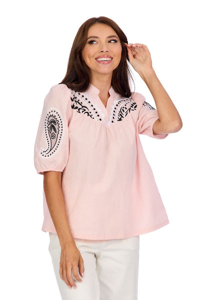 Mud Pie Humphrey Embroidered Top-Tops-Mud Pie-Market Street Nest, Fashionable Clothing, Shoes and Home Décor Located in Mabank, TX
