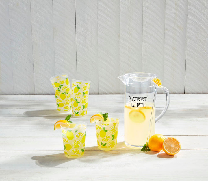 Mudpie Lemon Party Pitcher &amp; Cup Set-04-Kitchen &amp; Food-Mud Pie-Market Street Nest, Fashionable Clothing, Shoes and Home Décor Located in Mabank, TX