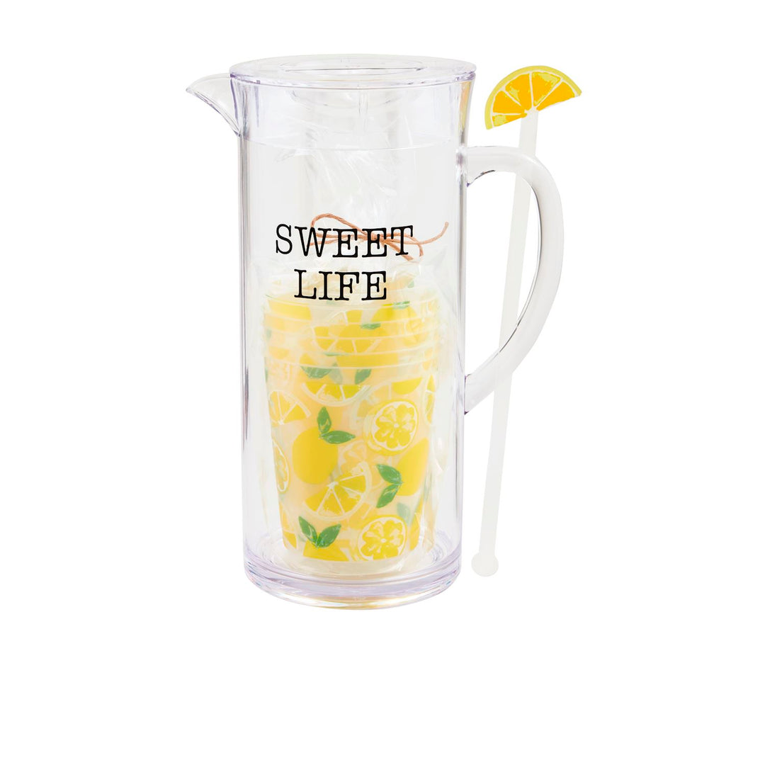 Mudpie Lemon Party Pitcher & Cup Set-04-Kitchen & Food-Mud Pie-Market Street Nest, Fashionable Clothing, Shoes and Home Décor Located in Mabank, TX