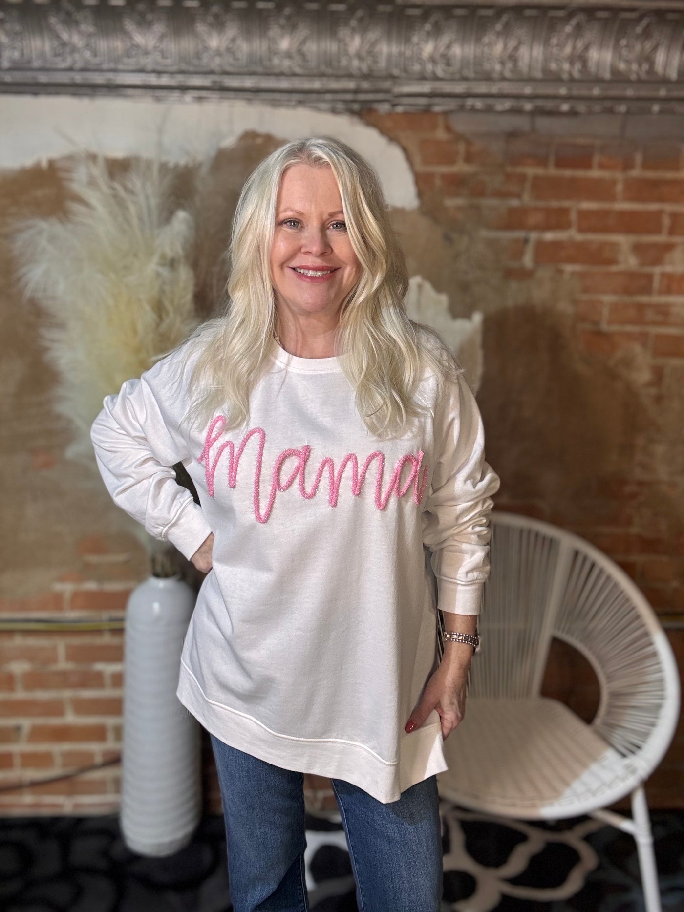 Mud Pie Mama Sparkle Sweatshirts - One Size-Tops-Mud Pie-Market Street Nest, Fashionable Clothing, Shoes and Home Décor Located in Mabank, TX