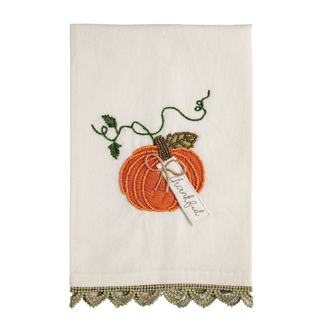 Mud Pie Pumpkin Beaded Embroidered Towel-03-Home & Gift-Mud Pie-Market Street Nest, Fashionable Clothing, Shoes and Home Décor Located in Mabank, TX