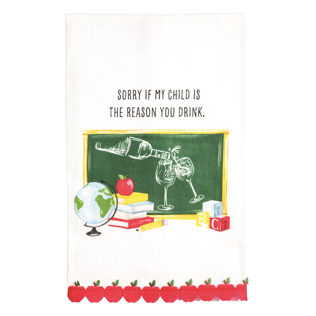 Mud Pie Reason You Drink Teacher Trim Towel-03-Home & Gift-Mud Pie-Market Street Nest, Fashionable Clothing, Shoes and Home Décor Located in Mabank, TX