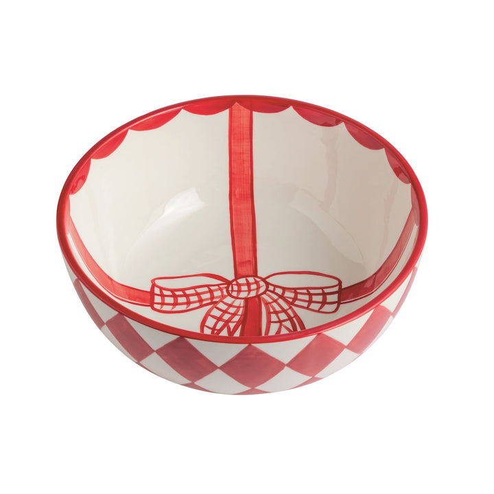 Mud Pie Red Check Bow Bowl-03-Home &amp; Gift-Mud Pie-Market Street Nest, Fashionable Clothing, Shoes and Home Décor Located in Mabank, TX