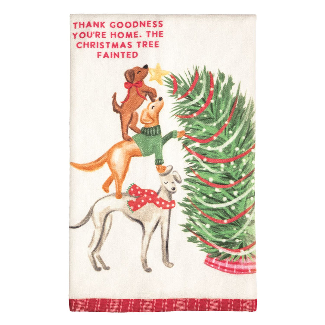 Mud Pie Thank Goodness Christmas Pet Pattern Hem Towel-03-Home & Gift-Mud Pie-Market Street Nest, Fashionable Clothing, Shoes and Home Décor Located in Mabank, TX