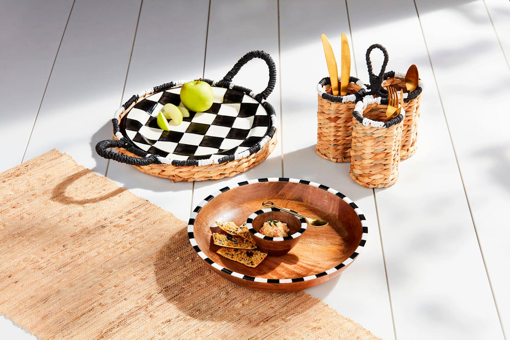 Mudpie Woven Stripe Utensil Holder-04-Kitchen & Food-Mud Pie-Market Street Nest, Fashionable Clothing, Shoes and Home Décor Located in Mabank, TX