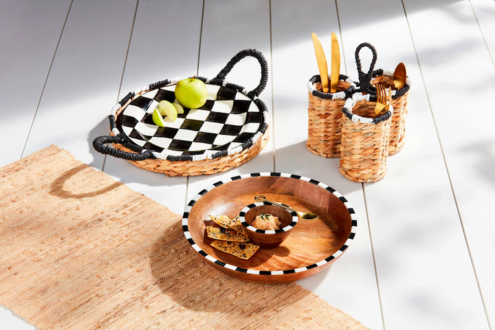 Mudpie Woven Stripe Utensil Holder-04-Kitchen &amp; Food-Mud Pie-Market Street Nest, Fashionable Clothing, Shoes and Home Décor Located in Mabank, TX