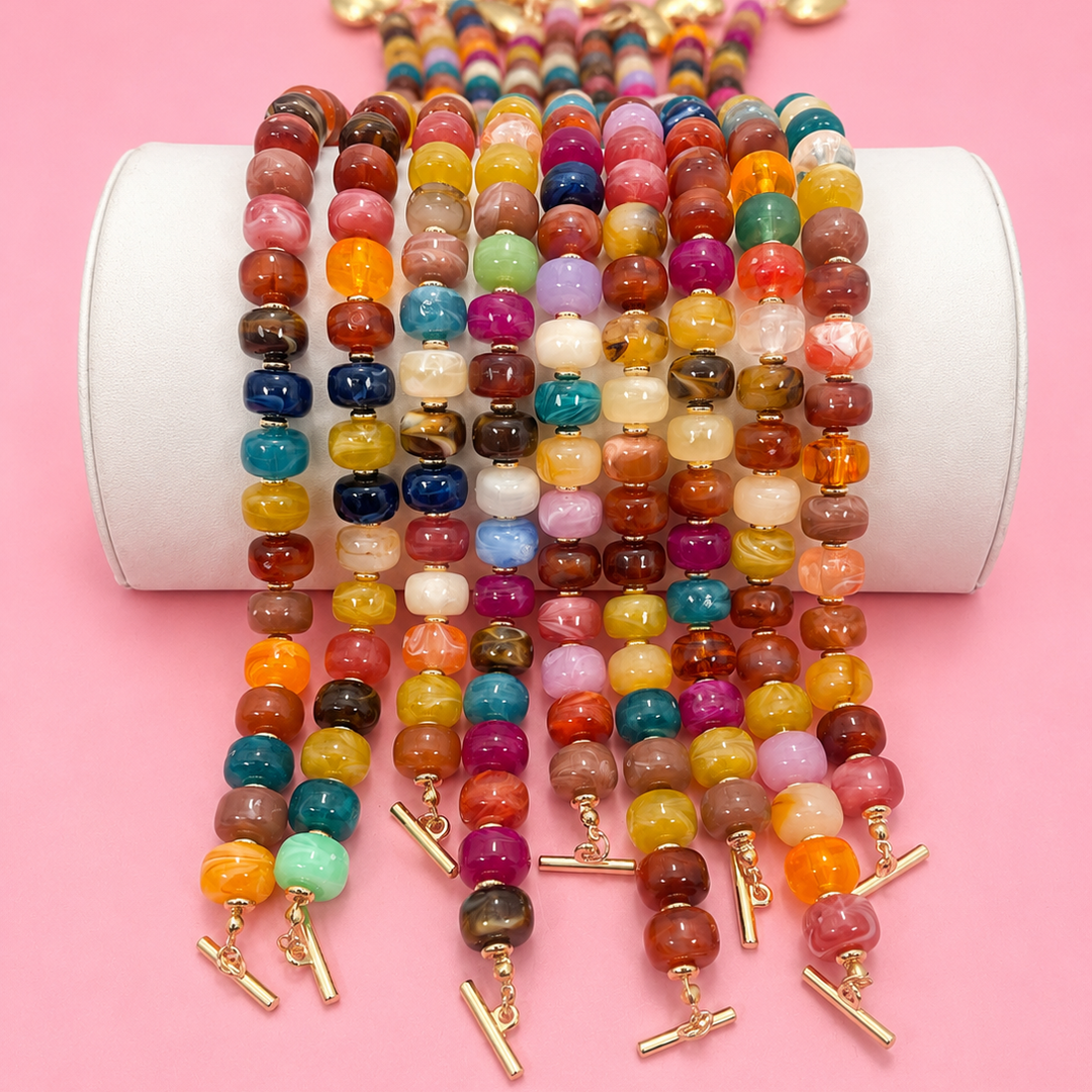 MULTI BEADED HEART CHARM TOGGLE NECKLACE | 40NK9700-JOSSLYN by wall to wall-Market Street Nest, Fashionable Clothing, Shoes and Home Décor Located in Mabank, TX