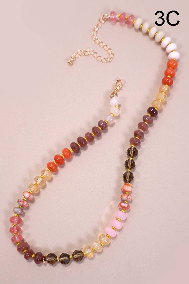 NATURAL AGATE GLASS SEMI PRECIOUS BEAD NECKLACE | 80N896-JOSSLYN by wall to wall-Market Street Nest, Fashionable Clothing, Shoes and Home Décor Located in Mabank, TX