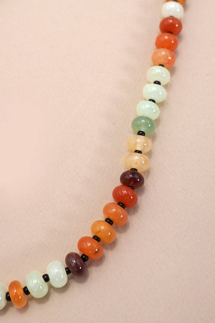 NATURAL AGATE GLASS SEMI PRECIOUS BEAD NECKLACE | 80N896-JOSSLYN by wall to wall-Market Street Nest, Fashionable Clothing, Shoes and Home Décor Located in Mabank, TX