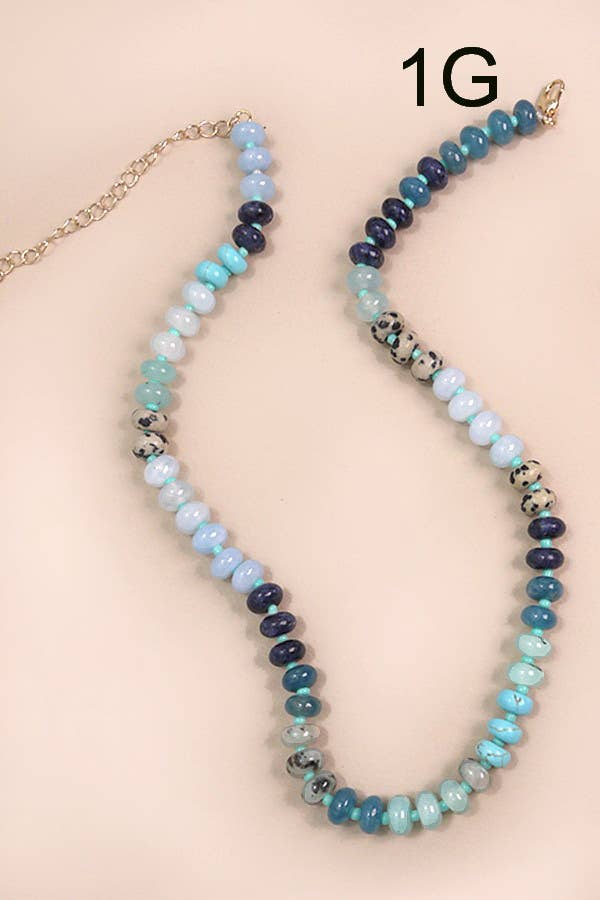 Natural Agate Glass Semi-Precious Bead Necklace-01-Jewelry-JOSSLYN by wall to wall-Market Street Nest, Fashionable Clothing, Shoes and Home Décor Located in Mabank, TX