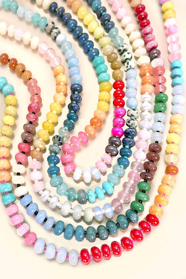 Natural Agate Glass Semi-Precious Bead Necklace-01-Jewelry-JOSSLYN by wall to wall-Market Street Nest, Fashionable Clothing, Shoes and Home Décor Located in Mabank, TX
