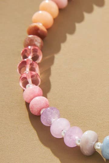 Natural Agate Glass Semi-Precious Bead Necklace-01-Jewelry-JOSSLYN by wall to wall-Market Street Nest, Fashionable Clothing, Shoes and Home Décor Located in Mabank, TX
