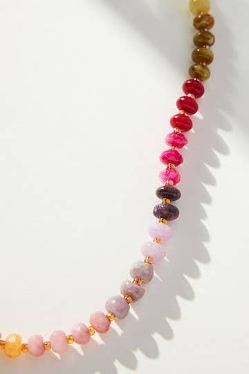 Natural Agate Glass Semi-Precious Bead Necklace-01-Jewelry-JOSSLYN by wall to wall-Market Street Nest, Fashionable Clothing, Shoes and Home Décor Located in Mabank, TX