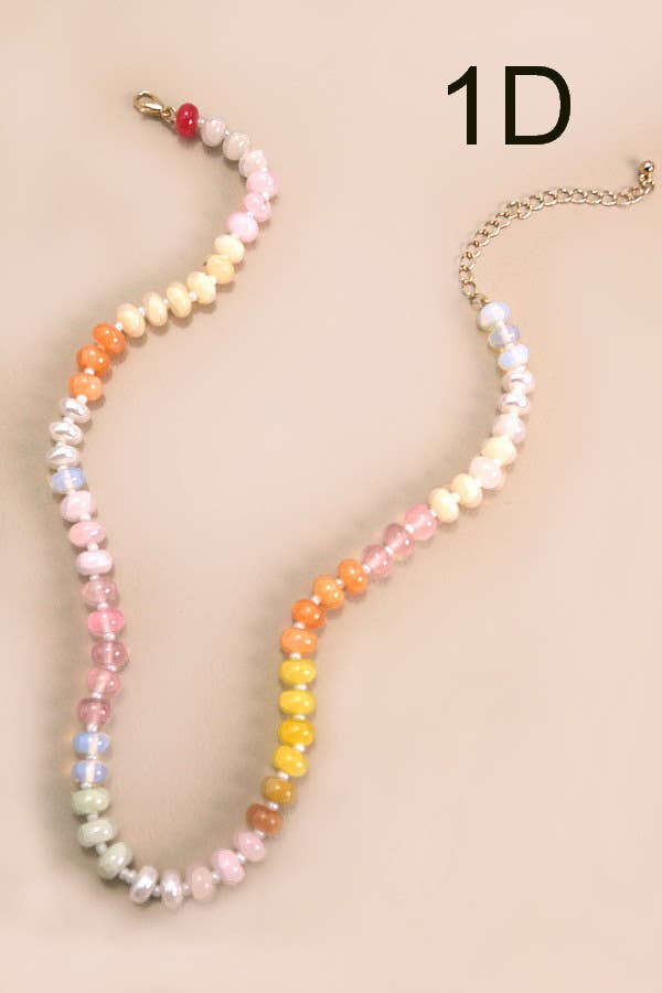NATURAL AGATE GLASS SEMI PRECIOUS BEAD NECKLACE | 80N896-JOSSLYN by wall to wall-Market Street Nest, Fashionable Clothing, Shoes and Home Décor Located in Mabank, TX