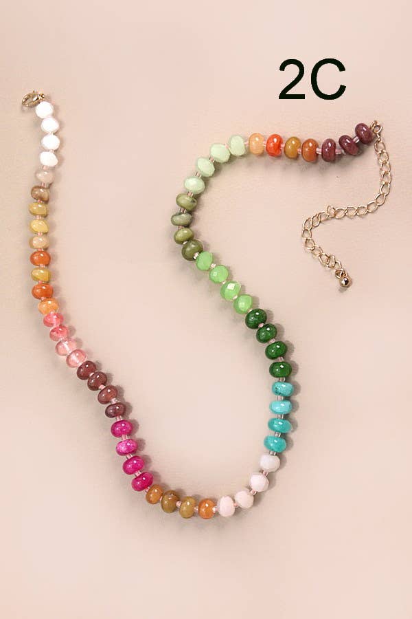 NATURAL AGATE GLASS SEMI PRECIOUS BEAD NECKLACE | 80N896-JOSSLYN by wall to wall-Market Street Nest, Fashionable Clothing, Shoes and Home Décor Located in Mabank, TX