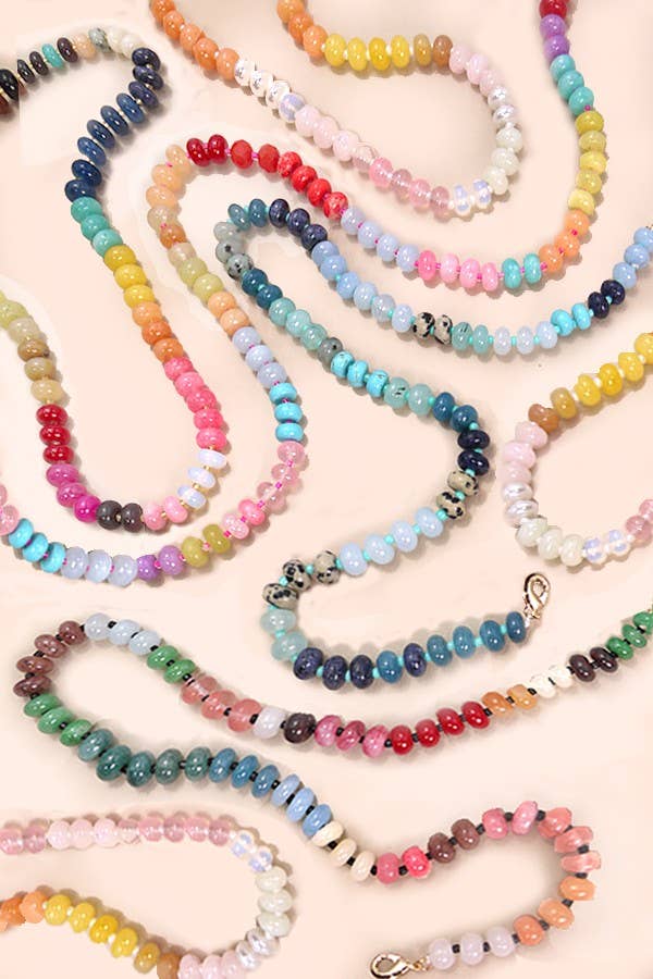 NATURAL AGATE GLASS SEMI PRECIOUS BEAD NECKLACE | 80N896-JOSSLYN by wall to wall-Market Street Nest, Fashionable Clothing, Shoes and Home Décor Located in Mabank, TX