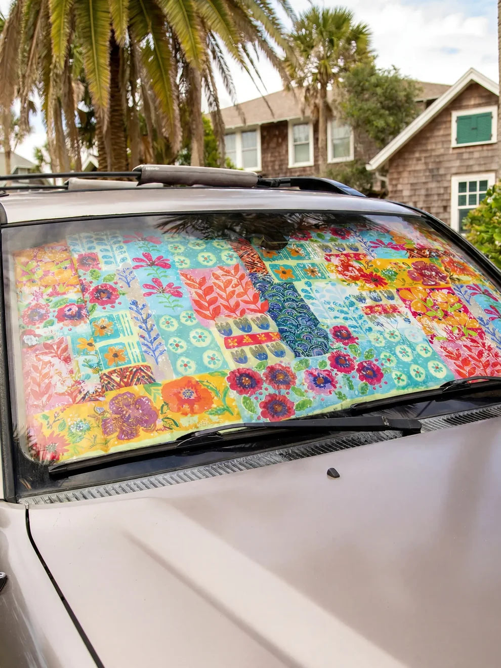 Natural Life Car Sun Shade - Turquoise Patchwork-03-Home & Gift-Natural Life-Market Street Nest, Fashionable Clothing, Shoes and Home Décor Located in Mabank, TX