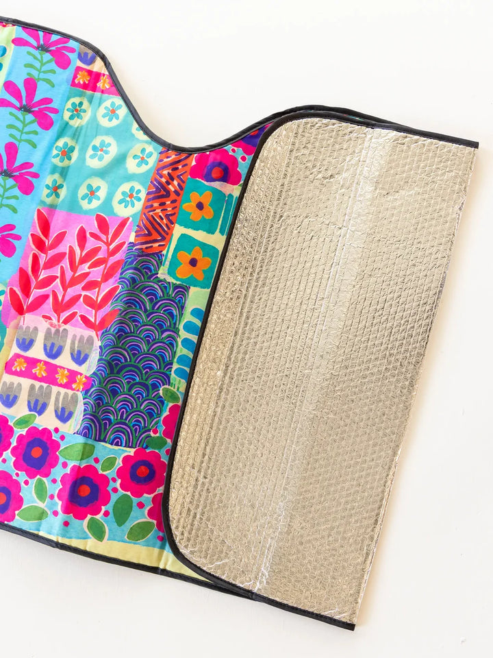 Natural Life Car Sun Shade - Turquoise Patchwork-03-Home &amp; Gift-Natural Life-Market Street Nest, Fashionable Clothing, Shoes and Home Décor Located in Mabank, TX