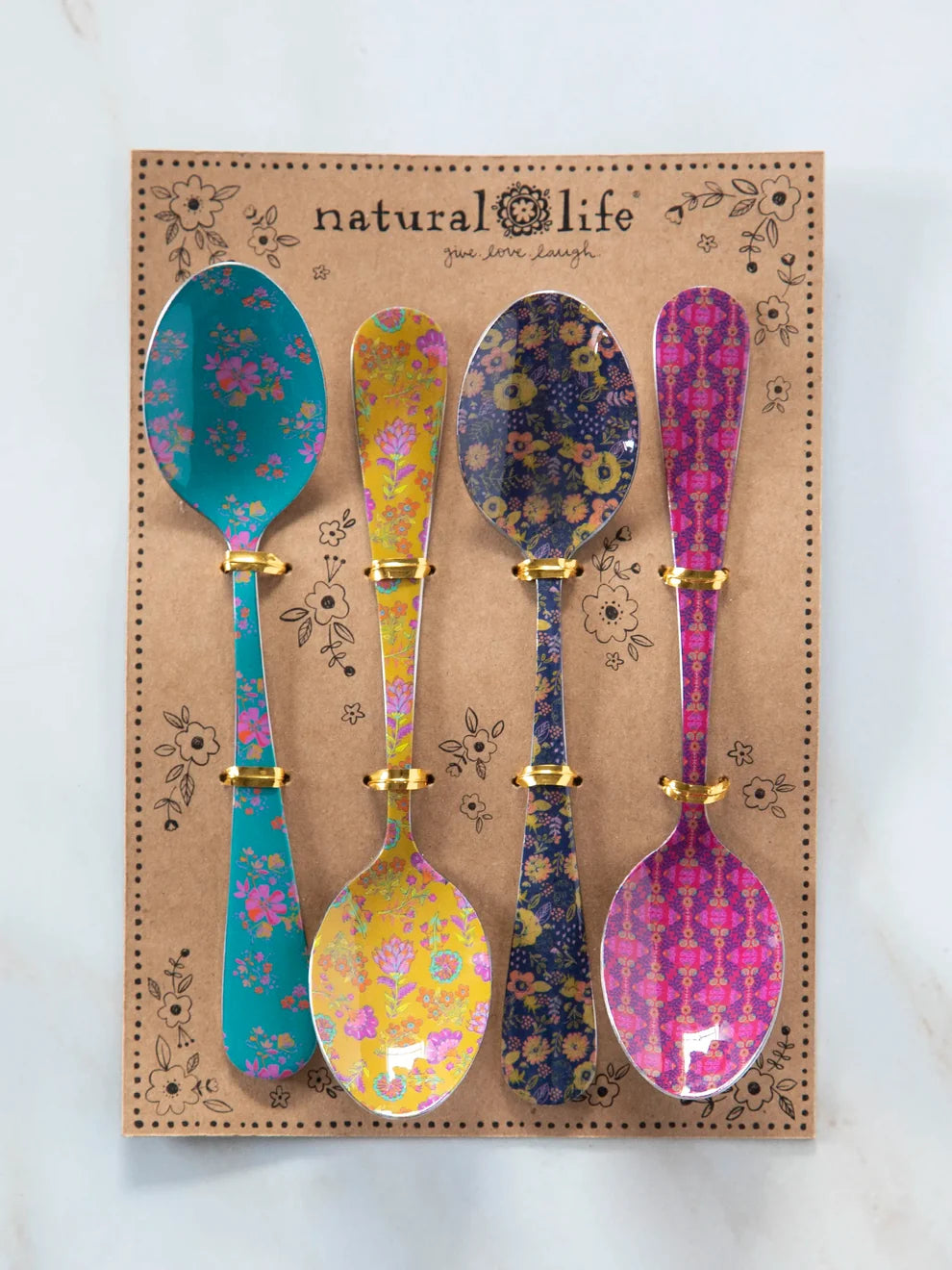 Natural Life Ditsy Teaspoons, Set of 4 - Multicolored-04-Kitchen & Food-Natural Life-Market Street Nest, Fashionable Clothing, Shoes and Home Décor Located in Mabank, TX