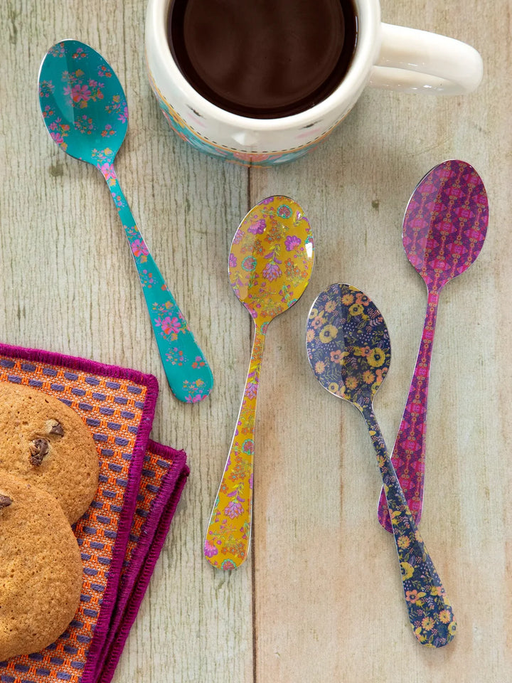 Natural Life Ditsy Teaspoons, Set of 4 - Multicolored-04-Kitchen &amp; Food-Natural Life-Market Street Nest, Fashionable Clothing, Shoes and Home Décor Located in Mabank, TX