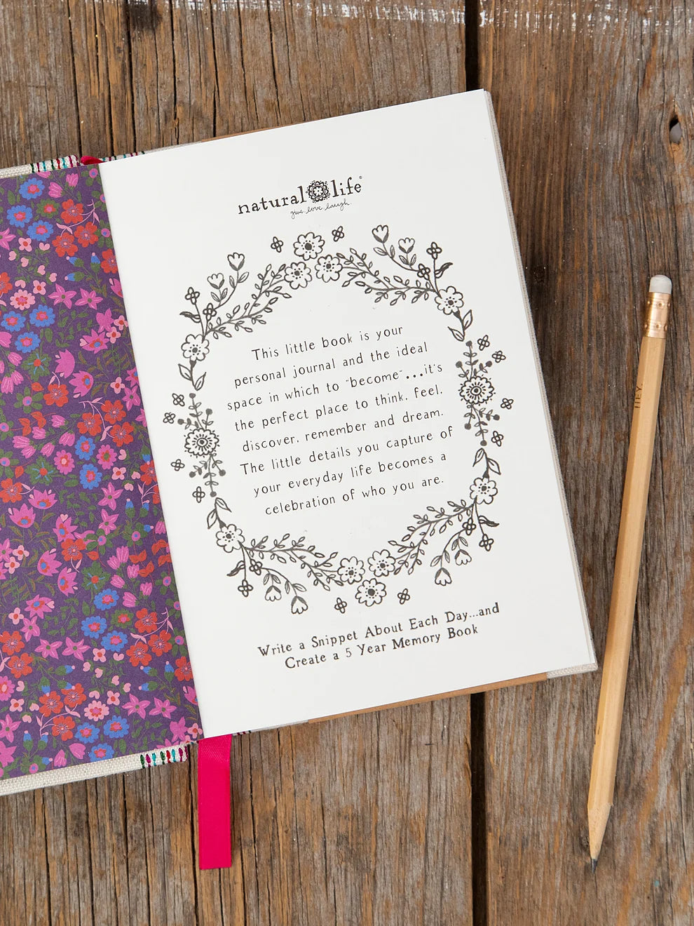 Natural Life Embroidered 5 Year Daily Journal - Each Day Is A Gift-03-Home &amp; Gift-Natural Life-Market Street Nest, Fashionable Clothing, Shoes and Home Décor Located in Mabank, TX