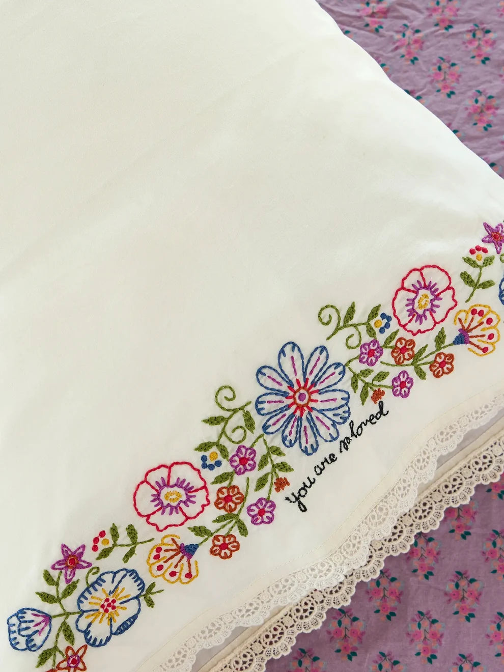 Natural Life Embroidered Cotton Giving Pillowcase - You Are So Loved-03-Home &amp; Gift-Natural Life-Market Street Nest, Fashionable Clothing, Shoes and Home Décor Located in Mabank, TX