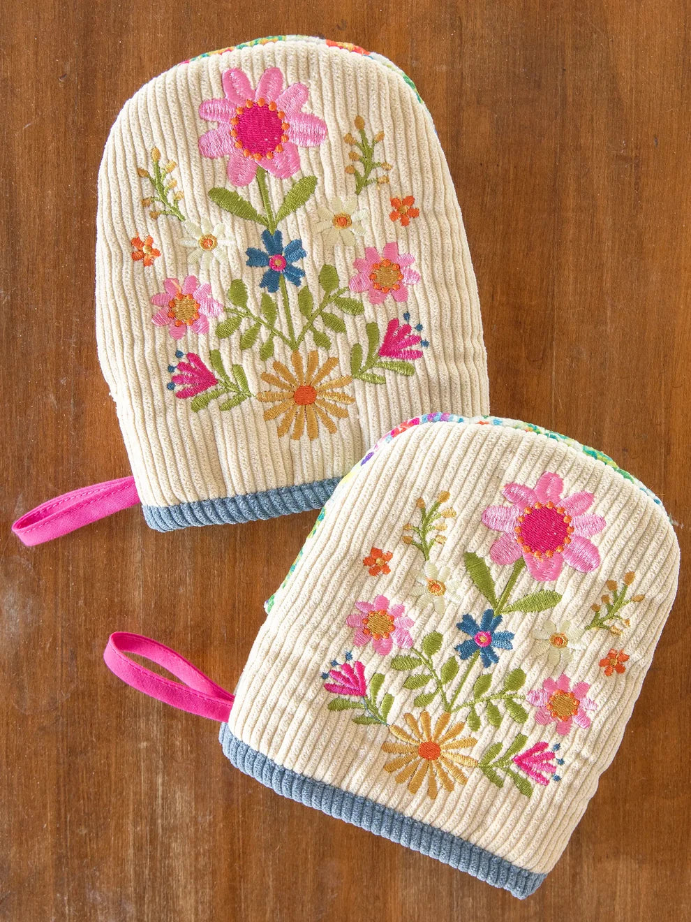 Natural Life Embroidered Mini Oven Mitts, Set of 2-04-Kitchen &amp; Food-Natural Life-Market Street Nest, Fashionable Clothing, Shoes and Home Décor Located in Mabank, TX