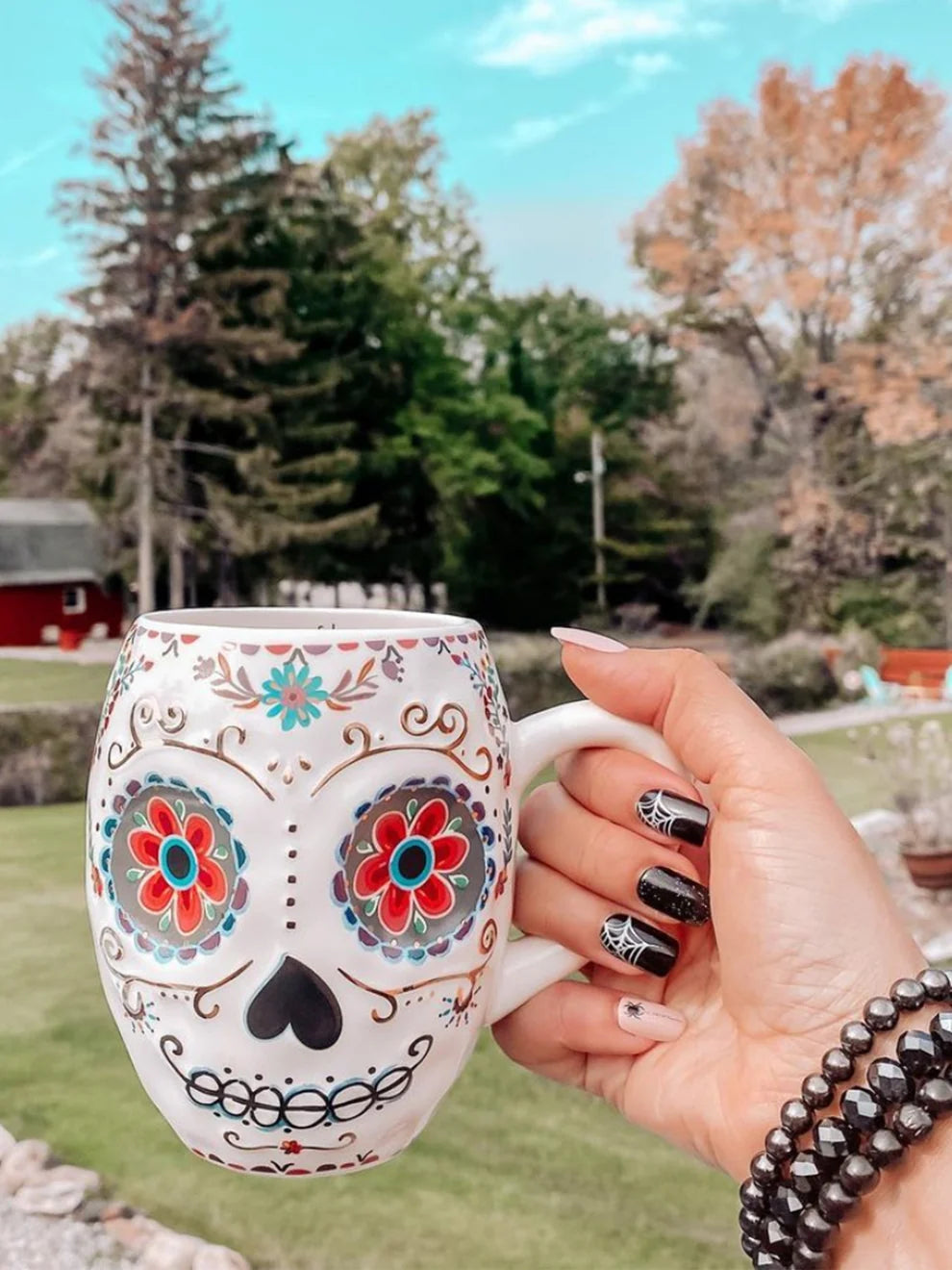 Natural Life Folk Art Coffee Mug - Coco The Sugar Skull-04-Kitchen &amp; Food-Natural Life-Market Street Nest, Fashionable Clothing, Shoes and Home Décor Located in Mabank, TX