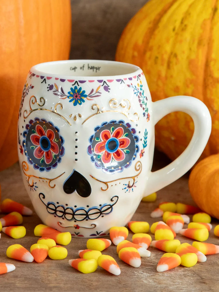 Natural Life Folk Art Coffee Mug - Coco The Sugar Skull-04-Kitchen &amp; Food-Natural Life-Market Street Nest, Fashionable Clothing, Shoes and Home Décor Located in Mabank, TX