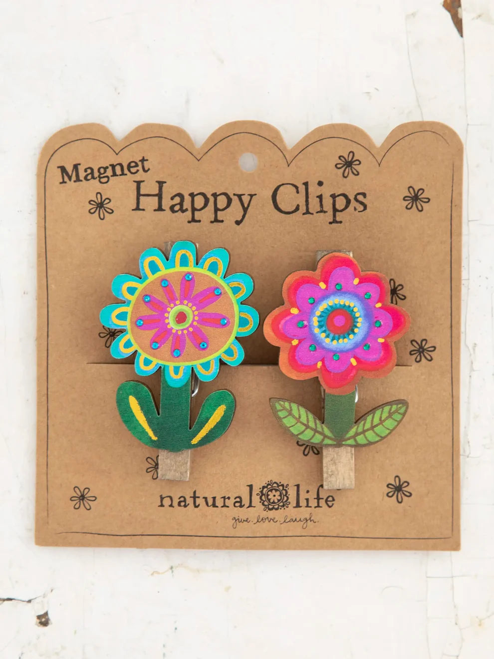Natural Life Magnet Happy Clips, Set of 2 - Flower-04-Kitchen & Food-Natural Life-Market Street Nest, Fashionable Clothing, Shoes and Home Décor Located in Mabank, TX