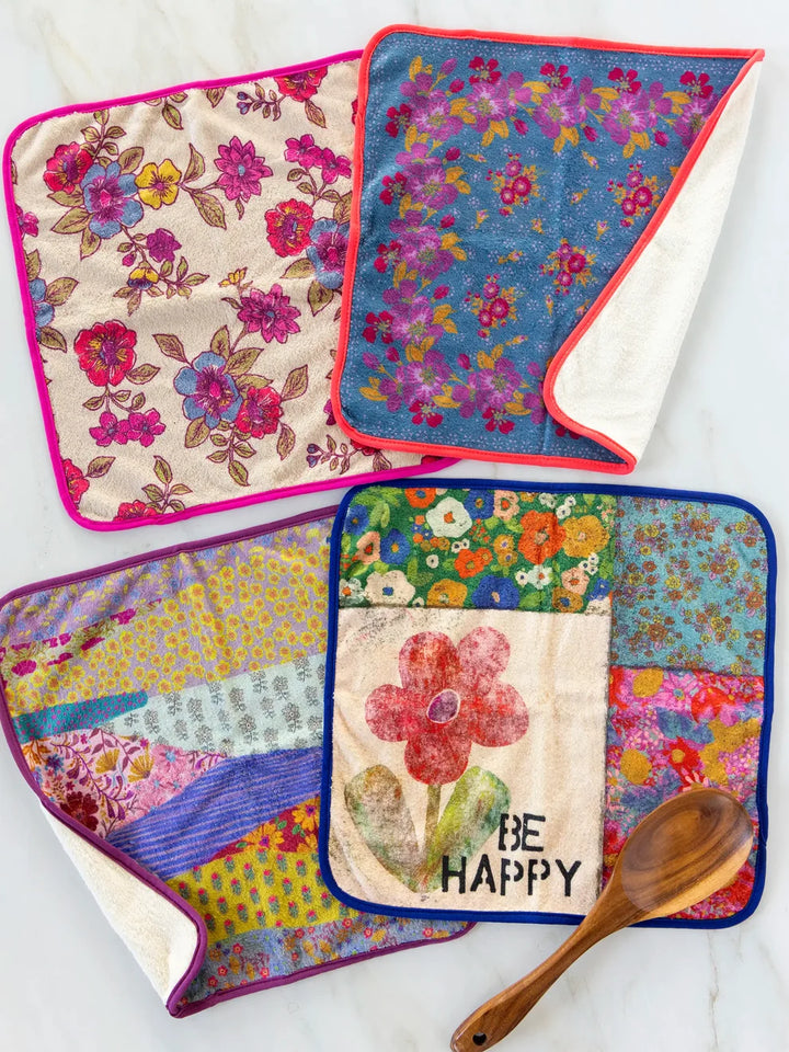 Natural Life Microfiber Dish Cloth, Set of 4 - Be Happy-04-Kitchen &amp; Food-Natural Life-Market Street Nest, Fashionable Clothing, Shoes and Home Décor Located in Mabank, TX