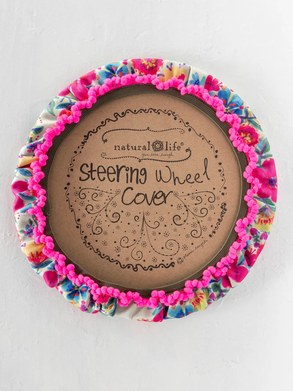 Natural Life Steering Wheel Cover, 15" - Pink Floral-03-Home & Gift-Natural Life-Market Street Nest, Fashionable Clothing, Shoes and Home Décor Located in Mabank, TX