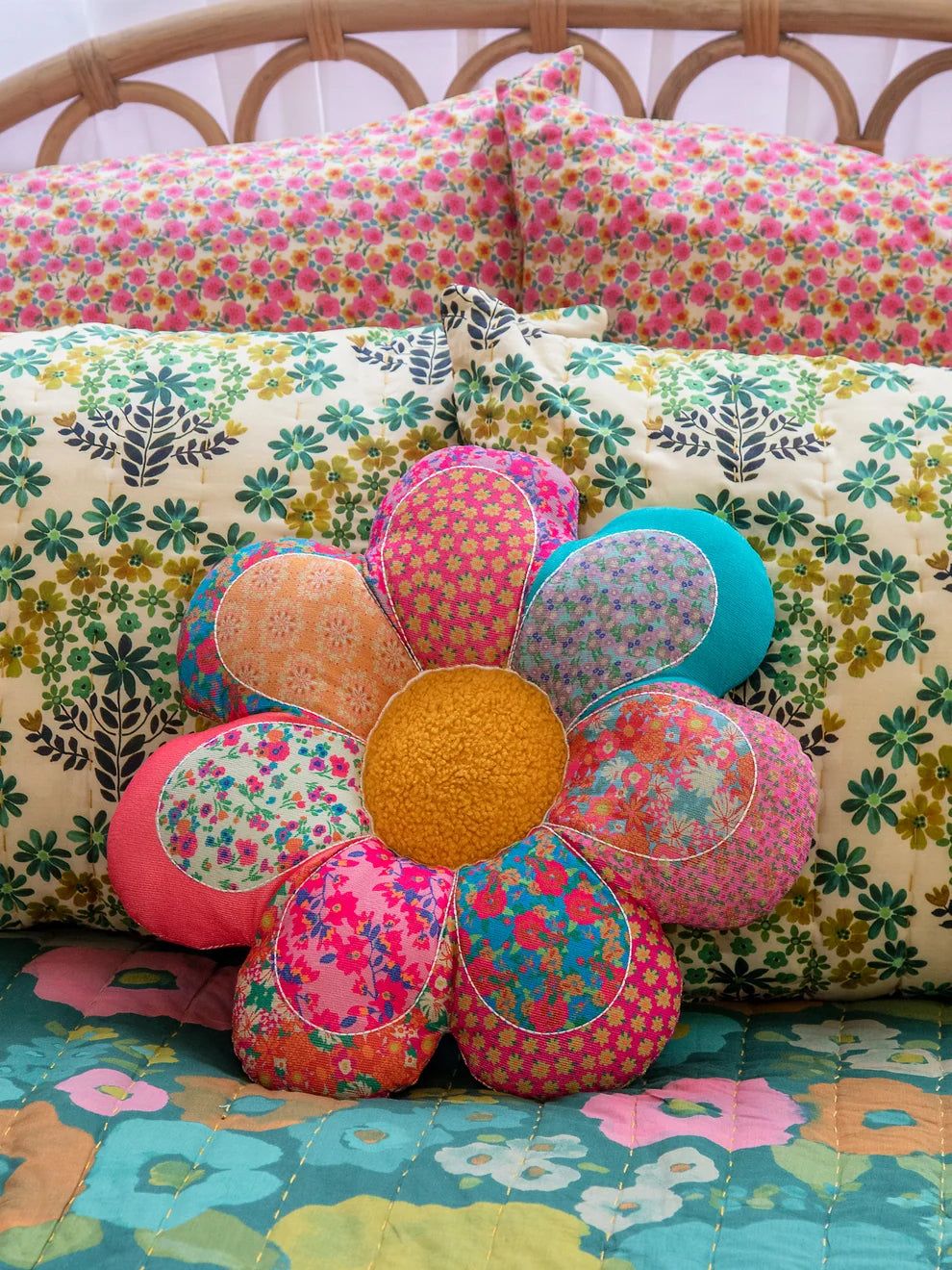 Natural Life Whimsy Patchwork Pillow - Flower-03-Home & Gift-Natural Life-Market Street Nest, Fashionable Clothing, Shoes and Home Décor Located in Mabank, TX