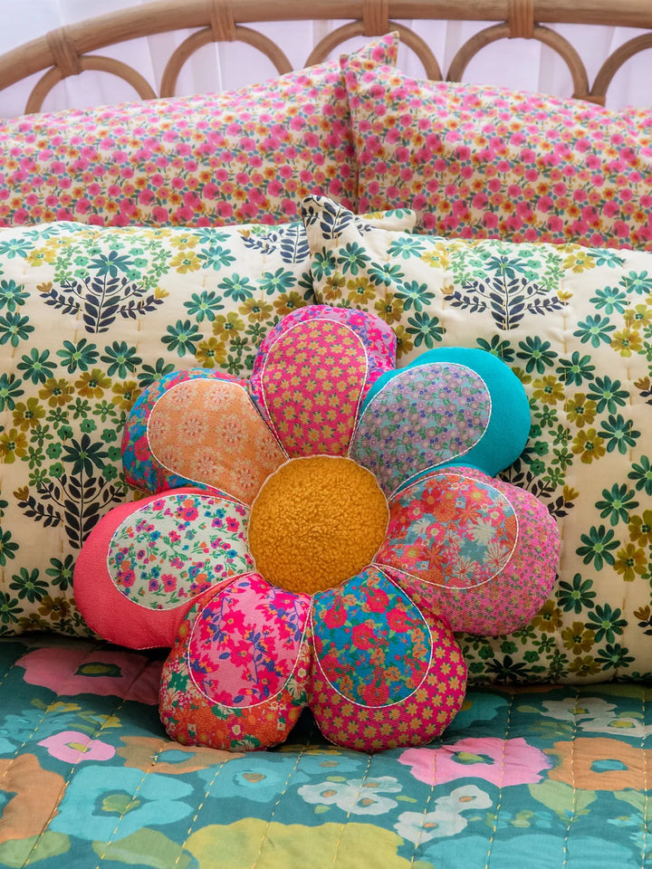 Natural Life Whimsy Patchwork Pillow - Flower-03-Home &amp; Gift-Natural Life-Market Street Nest, Fashionable Clothing, Shoes and Home Décor Located in Mabank, TX