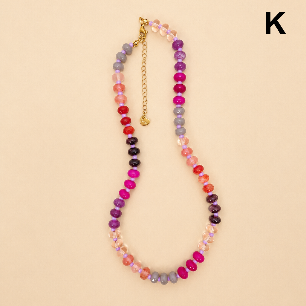 Natural Stone Semi-Precious Glass Mixed Necklace | 40NK9694-JOSSLYN by wall to wall-Market Street Nest, Fashionable Clothing, Shoes and Home Décor Located in Mabank, TX