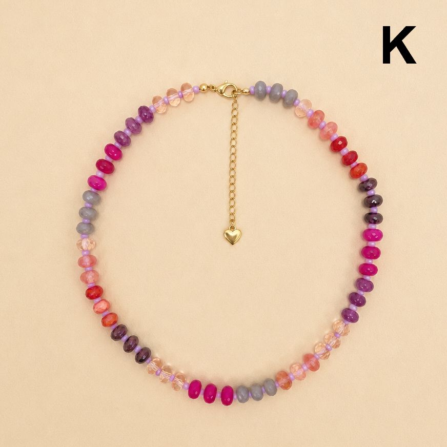 Natural Stone Semi-Precious Glass Mixed Necklace | 40NK9694-JOSSLYN by wall to wall-Market Street Nest, Fashionable Clothing, Shoes and Home Décor Located in Mabank, TX