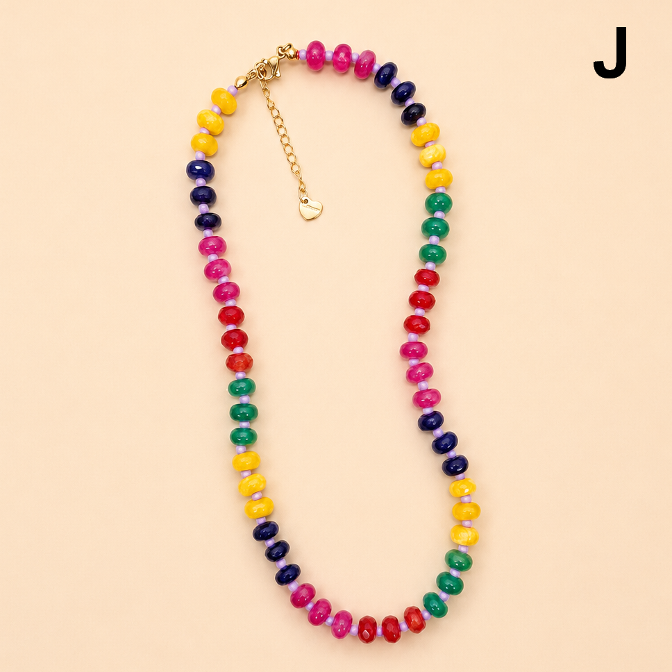 Natural Stone Semi-Precious Glass Mixed Necklace | 40NK9694-JOSSLYN by wall to wall-Market Street Nest, Fashionable Clothing, Shoes and Home Décor Located in Mabank, TX