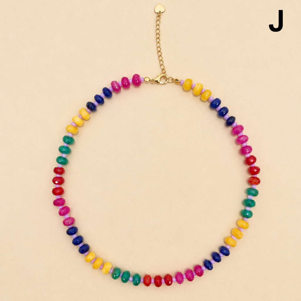 Natural Stone Semi-Precious Glass Mixed Necklace | 40NK9694-JOSSLYN by wall to wall-Market Street Nest, Fashionable Clothing, Shoes and Home Décor Located in Mabank, TX