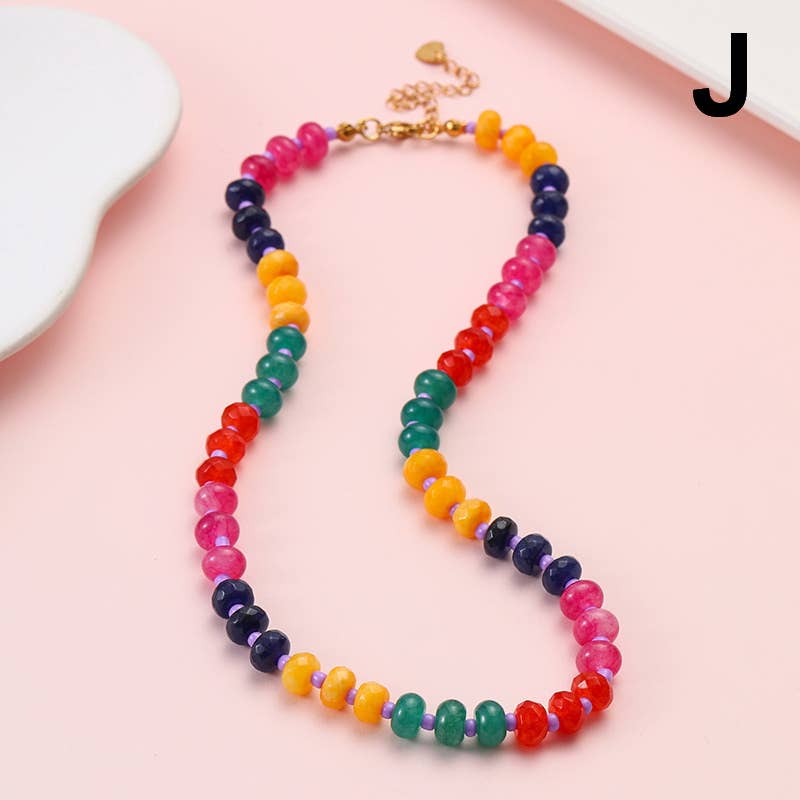 Natural Stone Semi-Precious Glass Mixed Necklace | 40NK9694-JOSSLYN by wall to wall-Market Street Nest, Fashionable Clothing, Shoes and Home Décor Located in Mabank, TX