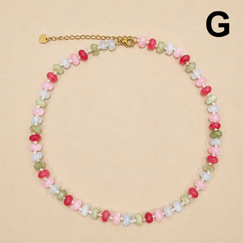 Natural Stone Semi-Precious Glass Mixed Necklace | 40NK9694-JOSSLYN by wall to wall-Market Street Nest, Fashionable Clothing, Shoes and Home Décor Located in Mabank, TX