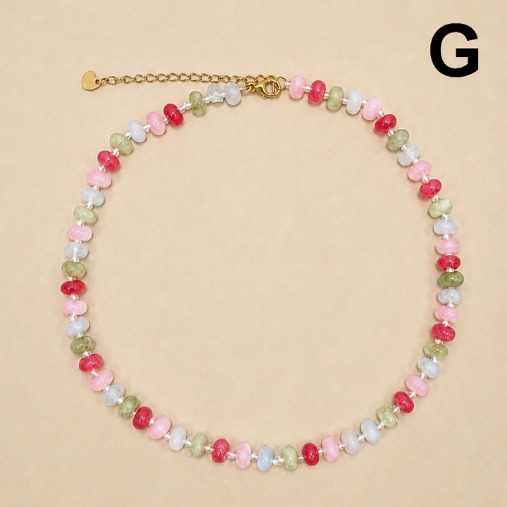 Natural Stone Semi-Precious Glass Mixed Necklace | 40NK9694-JOSSLYN by wall to wall-Market Street Nest, Fashionable Clothing, Shoes and Home Décor Located in Mabank, TX