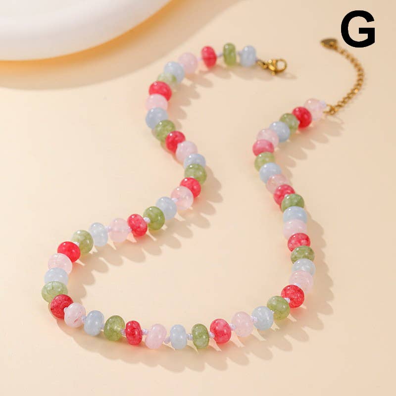 Natural Stone Semi-Precious Glass Mixed Necklace | 40NK9694-JOSSLYN by wall to wall-Market Street Nest, Fashionable Clothing, Shoes and Home Décor Located in Mabank, TX