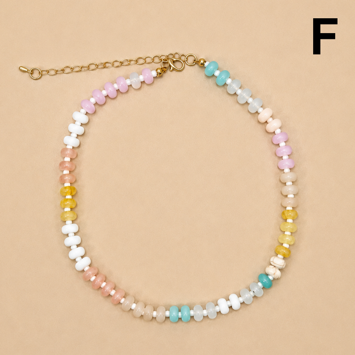 Natural Stone Semi-Precious Glass Mixed Necklace | 40NK9694-JOSSLYN by wall to wall-Market Street Nest, Fashionable Clothing, Shoes and Home Décor Located in Mabank, TX