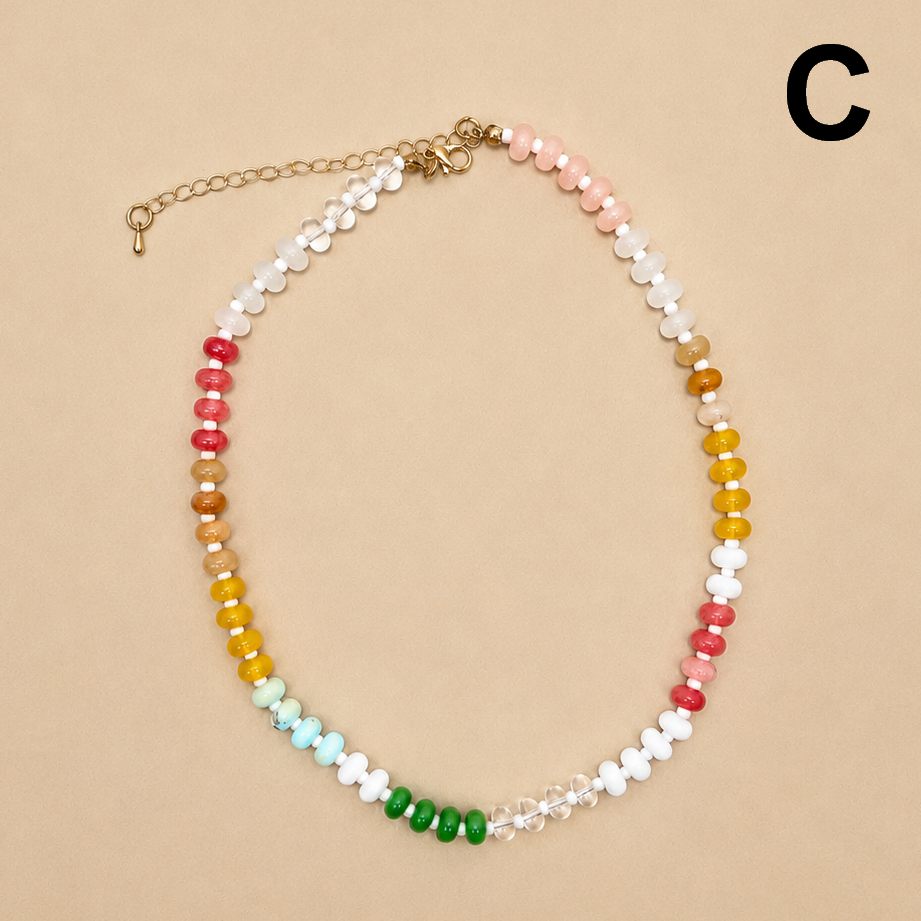 Natural Stone Semi-Precious Glass Mixed Necklace | 40NK9694-JOSSLYN by wall to wall-Market Street Nest, Fashionable Clothing, Shoes and Home Décor Located in Mabank, TX