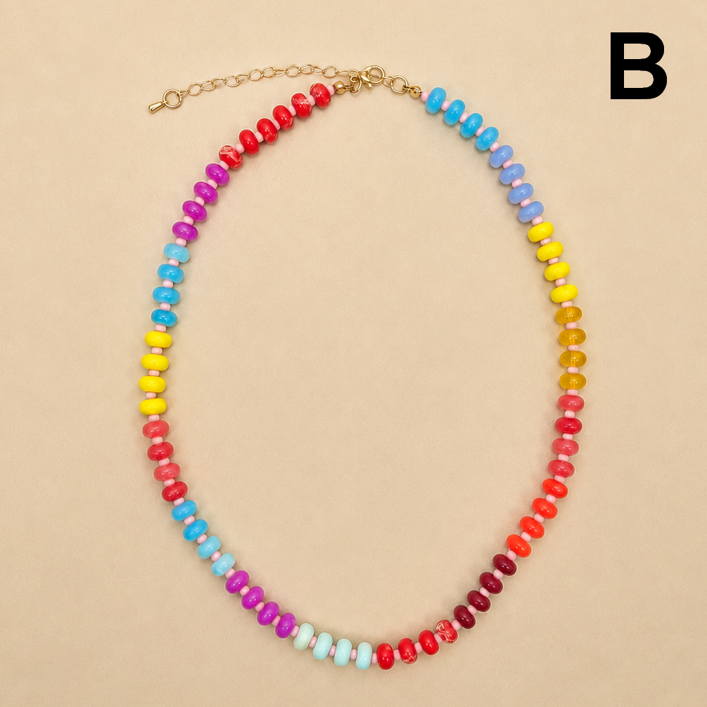 Natural Stone Semi-Precious Glass Mixed Necklace | 40NK9694-JOSSLYN by wall to wall-Market Street Nest, Fashionable Clothing, Shoes and Home Décor Located in Mabank, TX