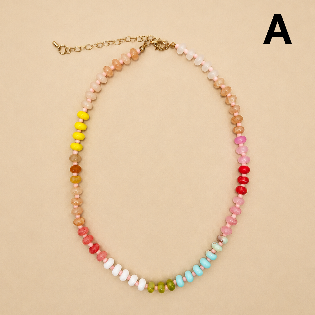 Natural Stone Semi-Precious Glass Mixed Necklace | 40NK9694-JOSSLYN by wall to wall-Market Street Nest, Fashionable Clothing, Shoes and Home Décor Located in Mabank, TX