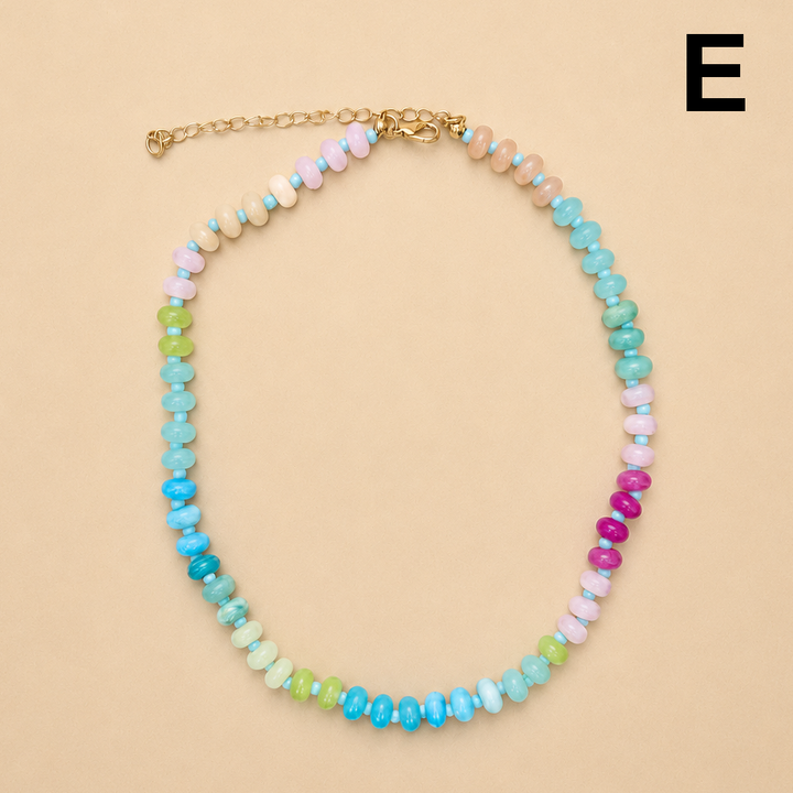 Natural Stone Semi-Precious Glass Mixed Necklace | 40NK9694-JOSSLYN by wall to wall-Market Street Nest, Fashionable Clothing, Shoes and Home Décor Located in Mabank, TX