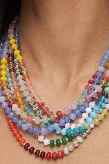 Natural Stone Semi-Precious Glass Mixed Necklace | 40NK9694-JOSSLYN by wall to wall-Market Street Nest, Fashionable Clothing, Shoes and Home Décor Located in Mabank, TX