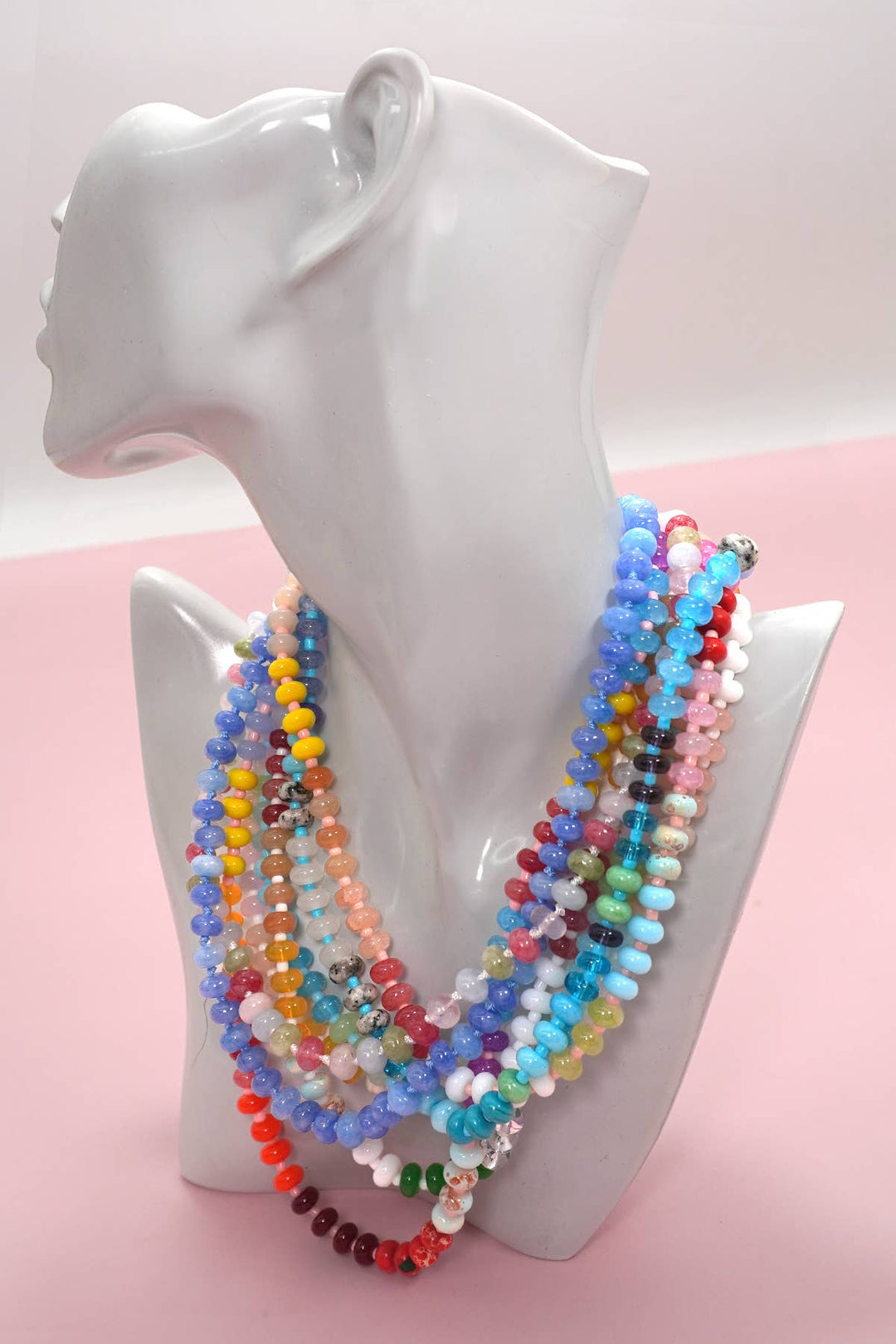 Natural Stone Semi-Precious Glass Mixed Necklace | 40NK9694-JOSSLYN by wall to wall-Market Street Nest, Fashionable Clothing, Shoes and Home Décor Located in Mabank, TX