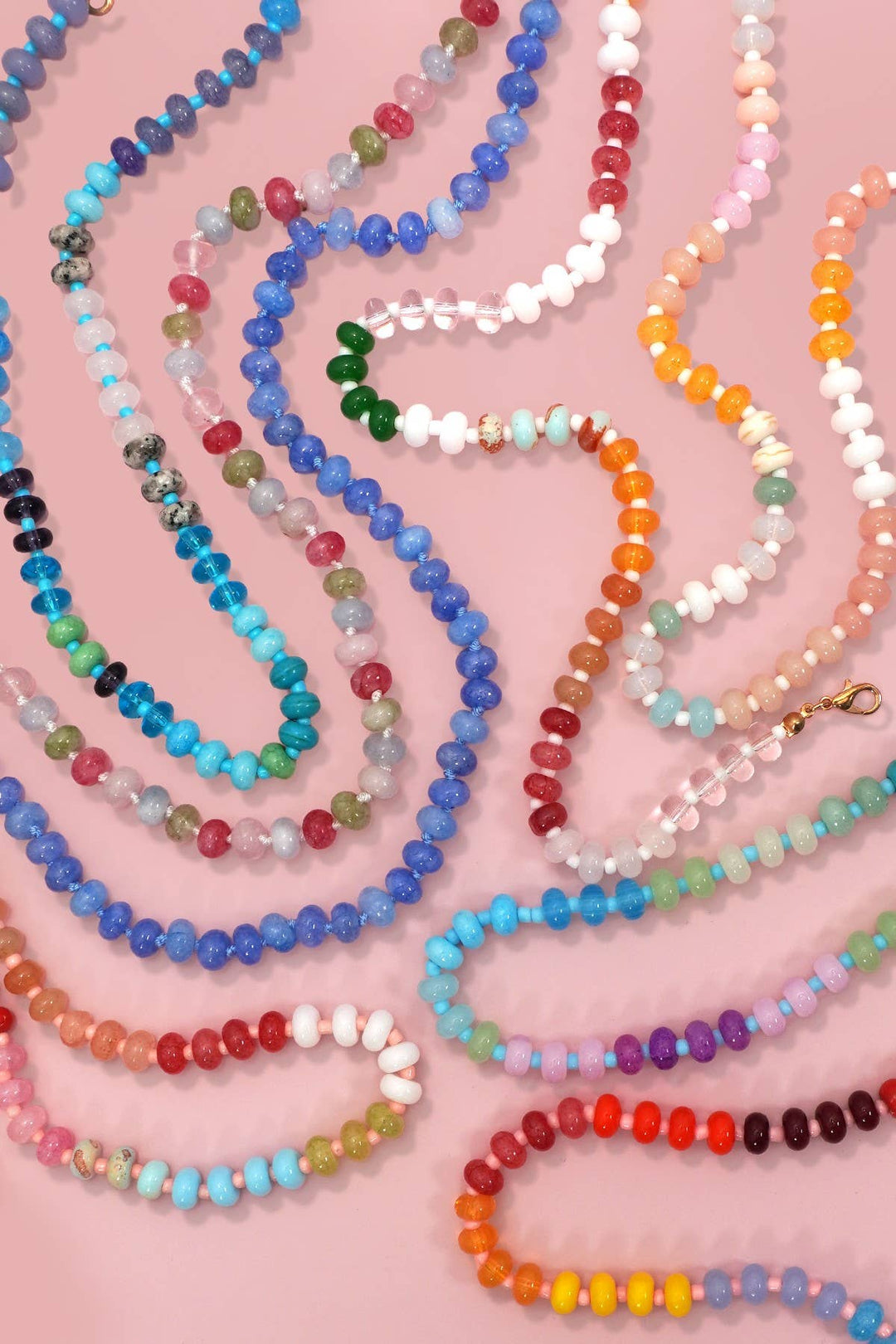 Natural Stone Semi-Precious Glass Mixed Necklace | 40NK9694-JOSSLYN by wall to wall-Market Street Nest, Fashionable Clothing, Shoes and Home Décor Located in Mabank, TX